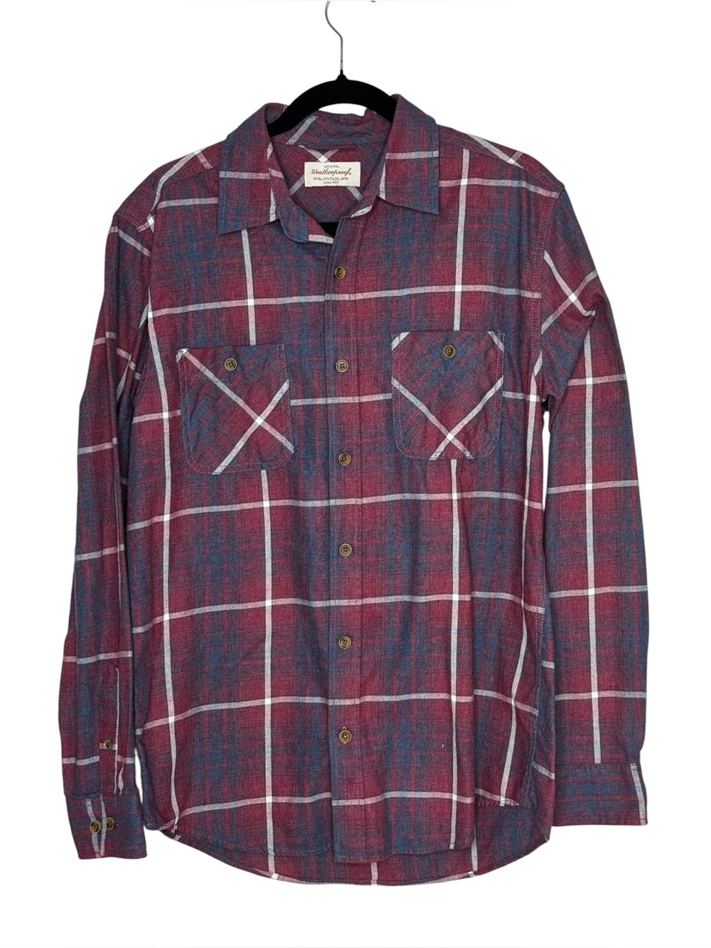 Weatherproof Vintage Plaid Button Front Shirt Men’s Size Medium Blue/Red/White